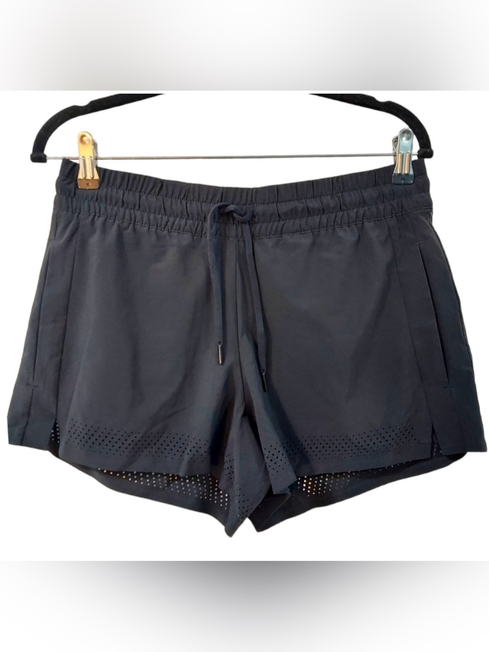 Athleta Black Laser-Cut Athletic Shorts